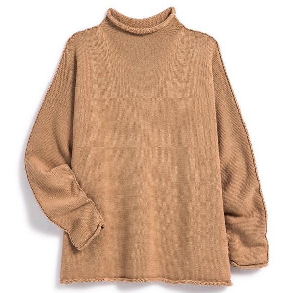 Frank & Eileen Monterey Rolled Funnel Neck Sweater 100% Cotton Camel Tan XL